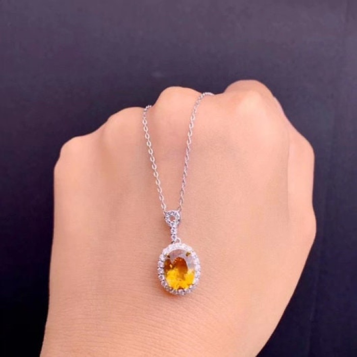 Natural Citrine Jewellery Set, Engagement Ring, Citrine Pendent, Woman Pendant, Pendant Necklace, Luxury Pendent, Oval Stone Pendent | Save 33% - Rajasthan Living 10