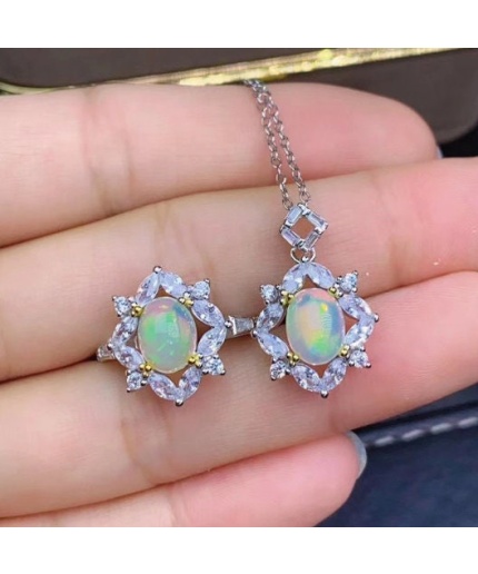 Natural Fire Opal Jewelry Set, Engagement Ring, Opal Jewellery Set,Woman Pendant, Opal Necklace, Luxury Pendent, Oval Cut Stone Pendent | Save 33% - Rajasthan Living