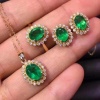 Natural Emerald Jewelry Set, Engagement Ring, Emerald Silver Pendent, Woman Earring Pendant Necklace, Luxury Pendent, Oval Cut Stone Pendent | Save 33% - Rajasthan Living 7