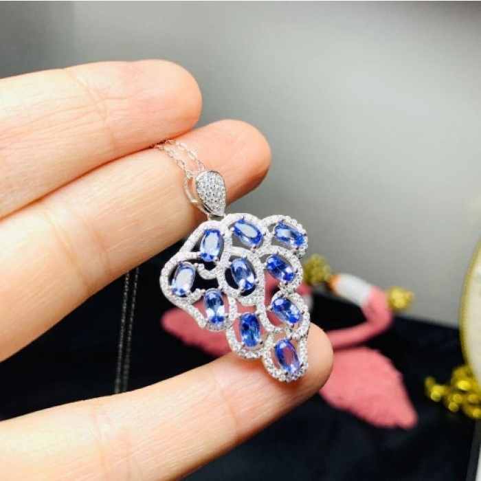 Natural Tanzanite Pendant, Engagement Pendent, Tanzanite Silver Pendent, Woman Pendant, Pendant Necklace, Luxury Pendent, Oval Cut Pendent | Save 33% - Rajasthan Living 5