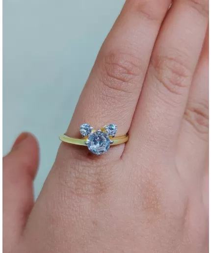 Mouse Engagement Ring, Sterling Silver Ring, Wedding Ring, Three Stone Ring, Round Cut, Mickey Ring, Promise Ring, Disney Bride, Dainty ring | Save 33% - Rajasthan Living 3