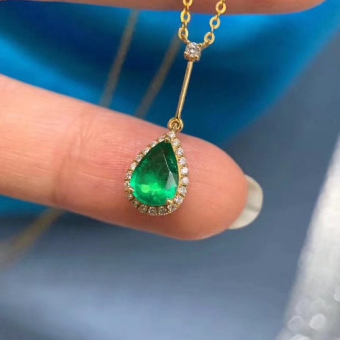 Natural Emerald Pendant, Engagement Pendent, Emerald Silver Pendent, Woman Pendant, Pendant Necklace, Luxury Pendent, Pear Cut Stone Pendent | Save 33% - Rajasthan Living 5