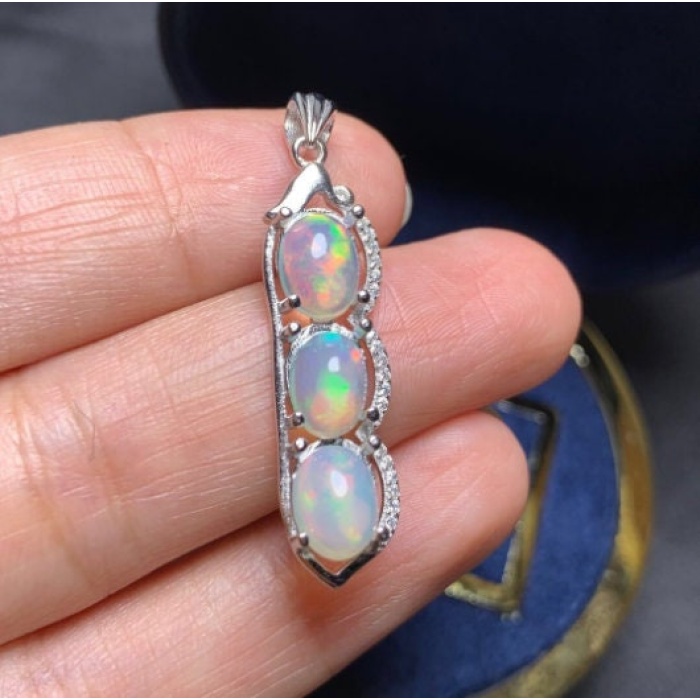 Natural Fire Opal Pendant, Engagement Pendent, Fire Opal Silver Pendent, Woman Pendant, Pendant Necklace, Luxury Pendent, Oval Pendent | Save 33% - Rajasthan Living 7