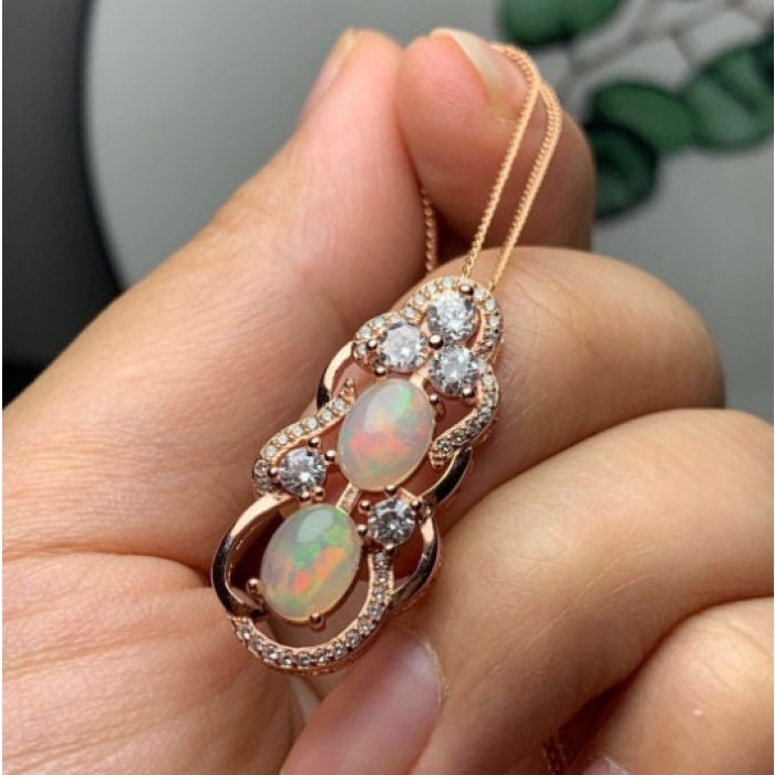 Natural Fire Opal Pendant, Engagement Pendent, Fire Opal Silver Pendent, Woman Pendant, Pendant Necklace, Luxury Pendent, Oval Pendent | Save 33% - Rajasthan Living 8