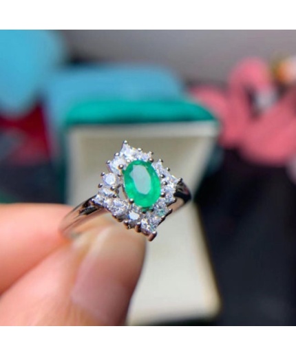 Natural Emerald & Cubic Zirconia Woman Ring, 925 Sterling Silver, Emerald Ring, Statement Ring, Engagement and Wedding Ring | Save 33% - Rajasthan Living 7