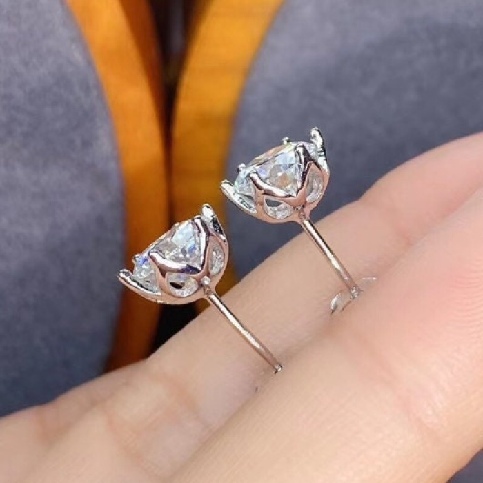 Moissanite Studs Earrings, 925 Sterling Silver, Studs Earrings, Earrings, Moissanite Earrings, Luxury Earrings, Round Stone Earrings | Save 33% - Rajasthan Living 9