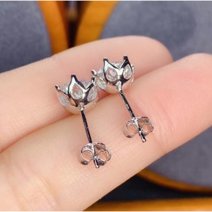 Moissanite Studs Earrings, 925 Sterling Silver, Studs Earrings, Earrings, Moissanite Earrings, Luxury Earrings, Round Stone Earrings | Save 33% - Rajasthan Living 8