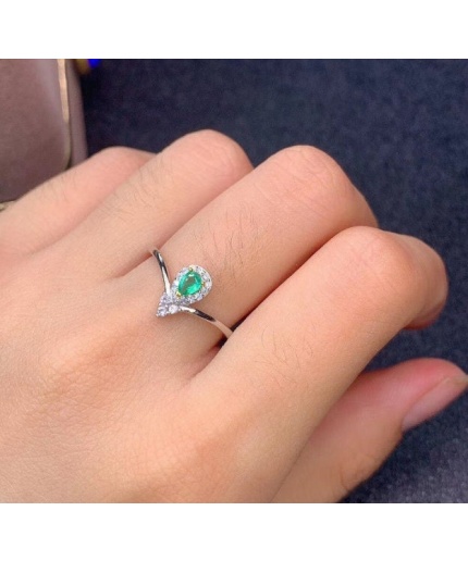 Natural Emerald & Cubic Zirconia Woman Ring, 925 Steeling Silver, Emerald Ring, Statement Ring, Engagement and Wedding Ring | Save 33% - Rajasthan Living 3