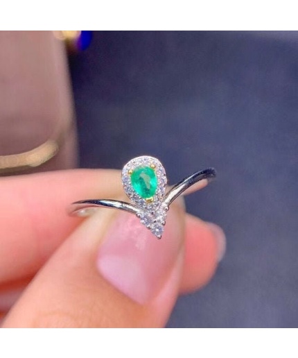 Natural Emerald & Cubic Zirconia Woman Ring, 925 Steeling Silver, Emerald Ring, Statement Ring, Engagement and Wedding Ring | Save 33% - Rajasthan Living