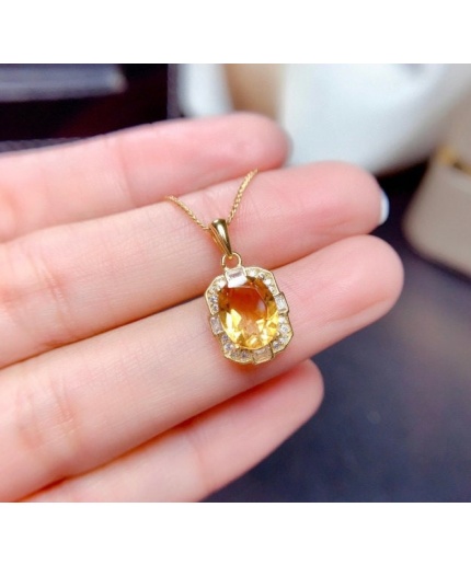 Natural Citrine Jewellery Set, Engagement Ring, Citrine Pendent, Woman Pendant, Pendant Necklace, Luxury Pendent, Oval Stone Pendent | Save 33% - Rajasthan Living 3