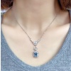 Natural Blue Topaz Pendant, Engagement Blue Topaz Silver Pendent, Woman Pendant, Pendant Necklace, Luxury Pendent, Emerald Cut Stone Pendent | Save 33% - Rajasthan Living 10