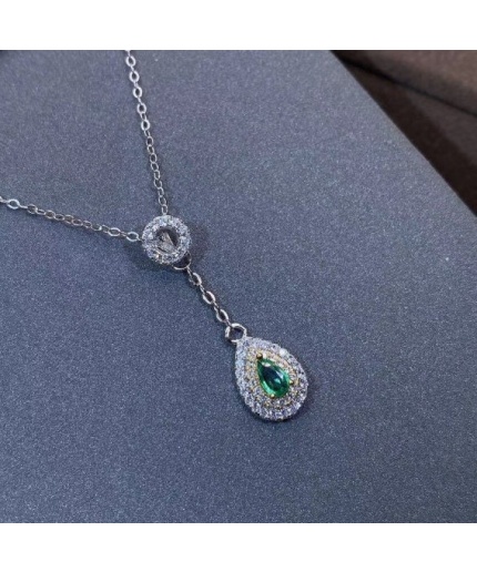 Natural Emerald Pendant, Engagement Pendant, Emerald Silver Pendent, Woman Pendant, Pendant Necklace, Luxury Pendent, Pear Cut Stone Pendent | Save 33% - Rajasthan Living