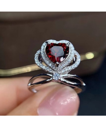 Natural Garnet Ring, 925 Sterling Sliver, Garnet Engagement Ring, Garnet Wedding Ring, Garnet luxury Ring, Ring/Band, Garnet Heart cut Ring | Save 33% - Rajasthan Living 3