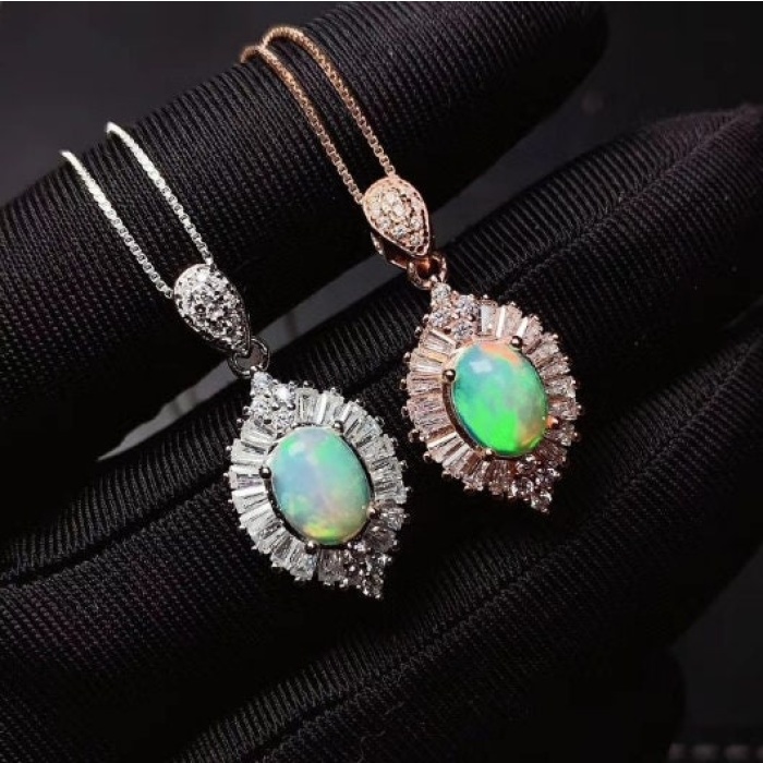 Natural Fire Opal Jewelry Set, Engagement Ring, Opal Jewellery Set,Woman Pendant, Opal Necklace, Luxury Pendant, Oval Cut Stone Pendent | Save 33% - Rajasthan Living 9