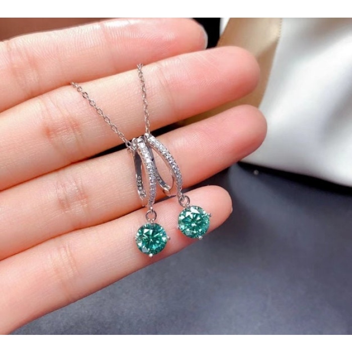 Green Moissanite Drop Earrings, 925 Sterling Silver, Drop Earrings, Green Moissanite Earrings, Luxury Earrings, Round Cut Stone Earrings | Save 33% - Rajasthan Living 8