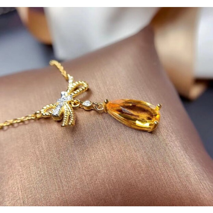 Natural Citrine Pendant, Engagement Pendent, Citrine Pendent, Woman Pendant, Pendant Necklace, Luxury Pendant, Pear Stone Pendant | Save 33% - Rajasthan Living 10