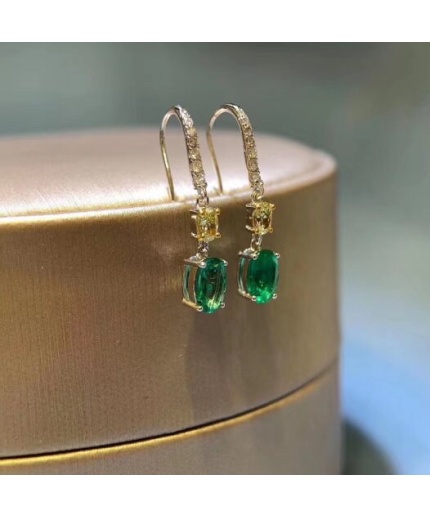 Natural Emerald Drop Earrings, 925 Sterling Silver, Emerald Drop Earrings, Emerald Silver Earrings, Luxury Earrings, Oval Cut Stone Earrings | Save 33% - Rajasthan Living 3