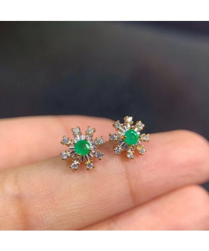 Natural Emerald Stud Earrings, 925 Sterling Silver, Emerald Earrings, Emerald Silver Earrings, Luxury Earrings, Round Cut Stone Earrings | Save 33% - Rajasthan Living 5