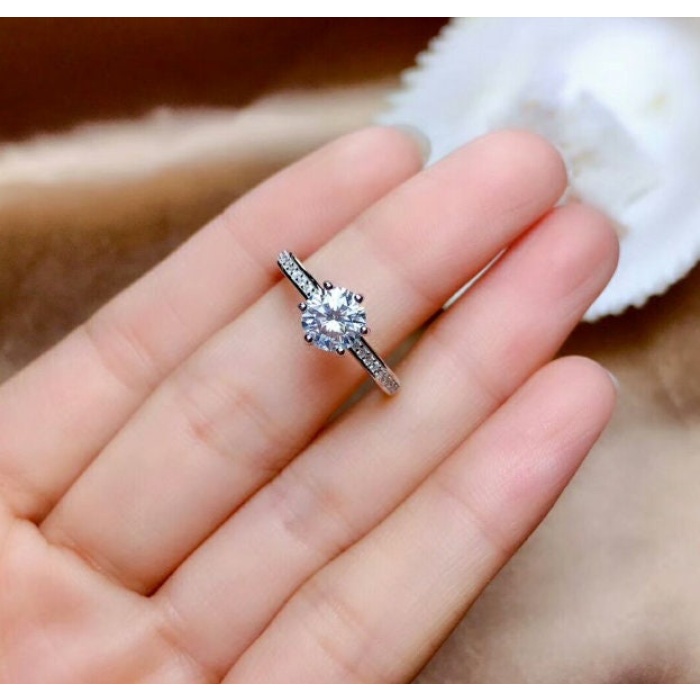 Moissanite Ring, 925 Sterling Silver, 1ct Moissanite Ring, Engagement Ring, Wedding Ring, Luxury Ring, Ring/Band, Round Cut Ring | Save 33% - Rajasthan Living 6