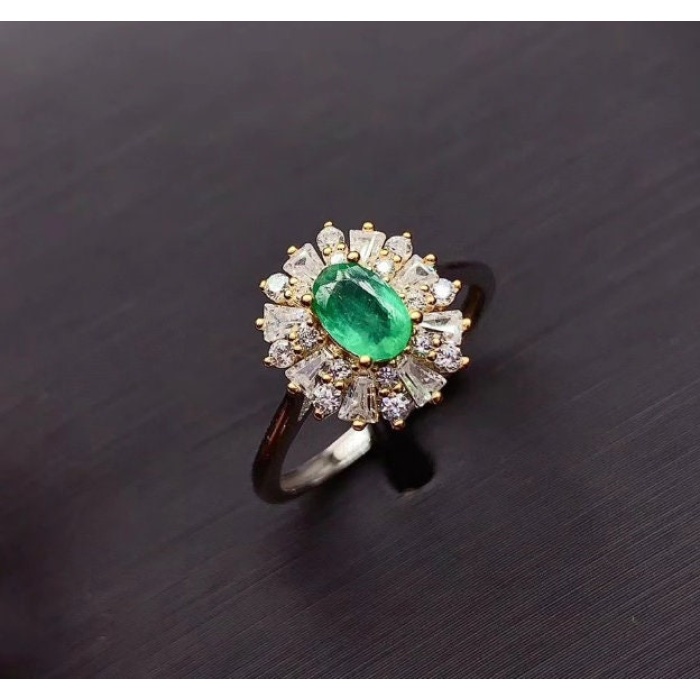 Natural Emerald & Cubic Zirconia Woman Ring, 925 Sterling Silver, Emerald Ring, Statement Ring, Engagement and Wedding Ring | Save 33% - Rajasthan Living 7