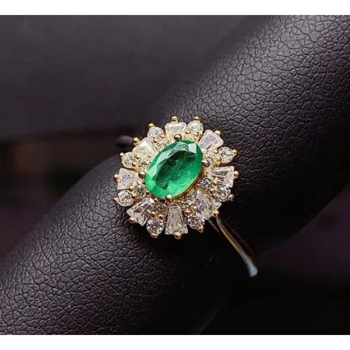 Natural Emerald & Cubic Zirconia Woman Ring, 925 Sterling Silver, Emerald Ring, Statement Ring, Engagement and Wedding Ring | Save 33% - Rajasthan Living 5