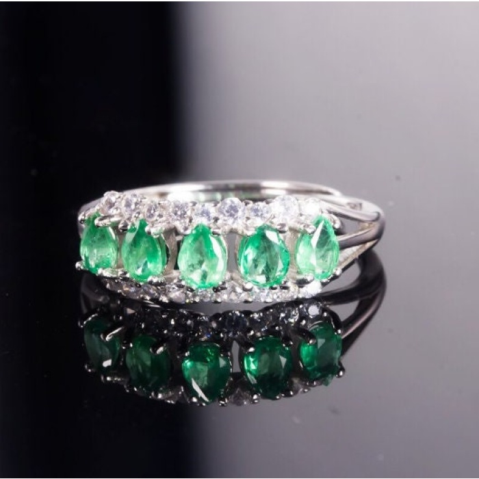 Natural Emerald & Cubic Zirconia Woman Ring, 925 Sterling Silver, Emerald Ring, Statement Ring, Engagement and Wedding Ring | Save 33% - Rajasthan Living 6