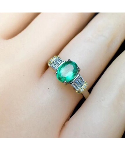 Natural Emerald & Cubic Zirconia Woman Ring, 925 Sterling Silver, Emerald Ring, Statement Ring, Engagement and Wedding Ring | Save 33% - Rajasthan Living 3