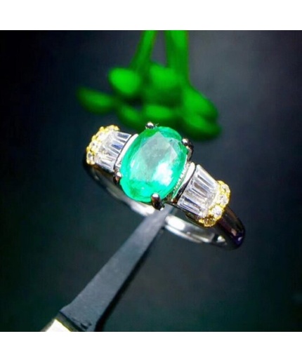 Natural Emerald & Cubic Zirconia Woman Ring, 925 Sterling Silver, Emerald Ring, Statement Ring, Engagement and Wedding Ring | Save 33% - Rajasthan Living