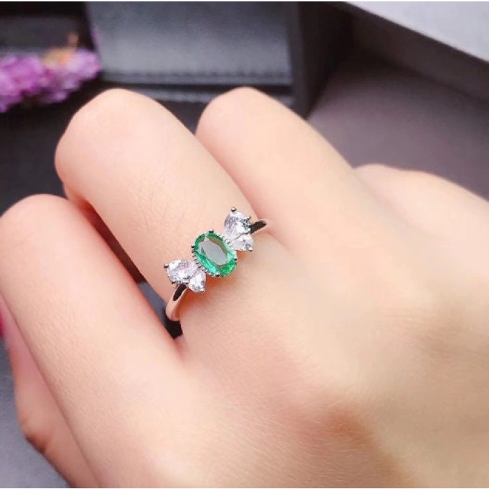 Natural Emerald & Cubic Zirconia Woman Ring, 925 Steeling Silver, Emerald Ring, Statement Ring, Engagement and Wedding Ring | Save 33% - Rajasthan Living 9