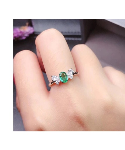 Natural Emerald & Cubic Zirconia Woman Ring, 925 Steeling Silver, Emerald Ring, Statement Ring, Engagement and Wedding Ring | Save 33% - Rajasthan Living 3