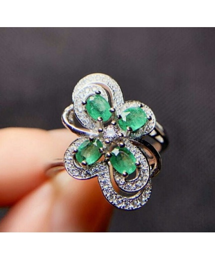 Natural Emerald & Cubic Zirconia Woman Ring, 925 Steeling Silver, Emerald Ring, Statement Ring, Engagement and Wedding Ring | Save 33% - Rajasthan Living