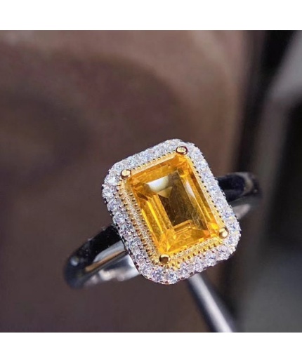 Natural Citrine Ring, 925 Sterling Sliver, Citrine Engagement Ring, Citrine Wedding Ring, luxury Ring, Ring/Band, Citrine Emerald cut Ring | Save 33% - Rajasthan Living 3