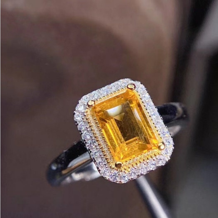 Natural Citrine Ring, 925 Sterling Sliver, Citrine Engagement Ring, Citrine Wedding Ring, luxury Ring, Ring/Band, Citrine Emerald cut Ring | Save 33% - Rajasthan Living 6