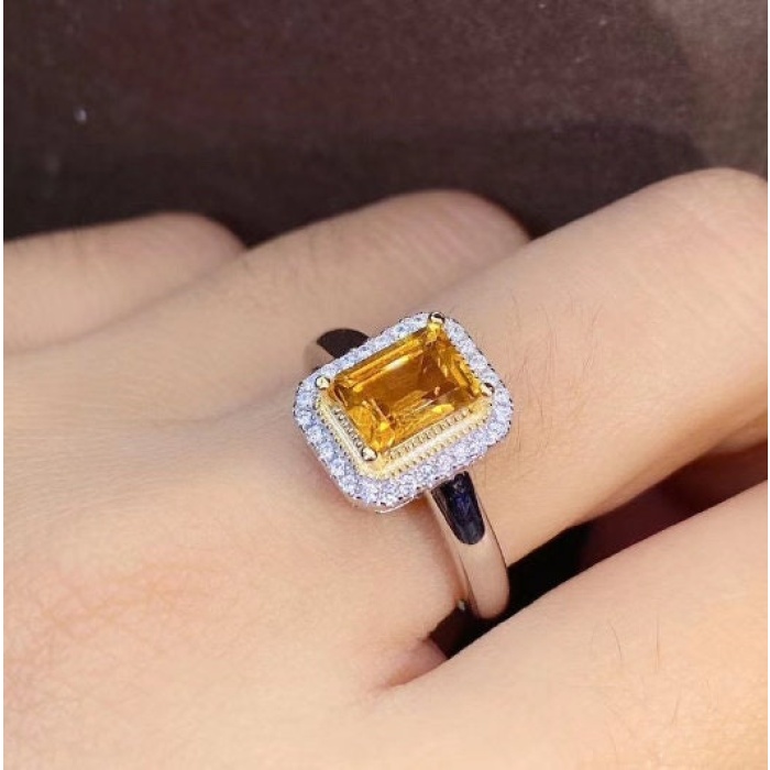 Natural Citrine Ring, 925 Sterling Sliver, Citrine Engagement Ring, Citrine Wedding Ring, luxury Ring, Ring/Band, Citrine Emerald cut Ring | Save 33% - Rajasthan Living 7