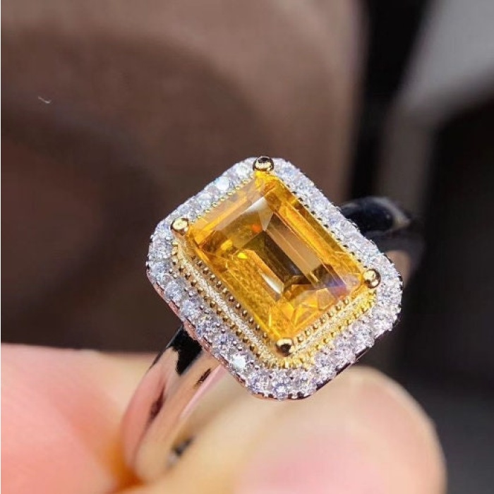 Natural Citrine Ring, 925 Sterling Sliver, Citrine Engagement Ring, Citrine Wedding Ring, luxury Ring, Ring/Band, Citrine Emerald cut Ring | Save 33% - Rajasthan Living 8