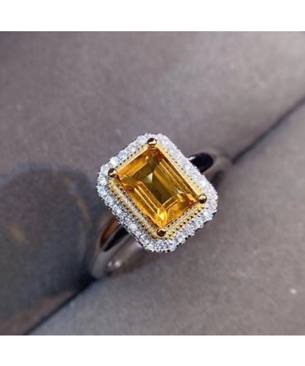 Natural Citrine Ring, 925 Sterling Sliver, Citrine Engagement Ring, Citrine Wedding Ring, luxury Ring, Ring/Band, Citrine Emerald cut Ring | Save 33% - Rajasthan Living