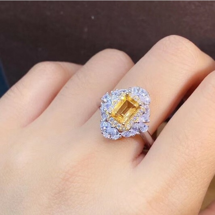 Natural Citrine Ring, 925 Sterling Sliver, Citrine Engagement Ring, Citrine Wedding Ring, luxury Ring, Ring/Band, Citrine Emerald cut Ring | Save 33% - Rajasthan Living 6