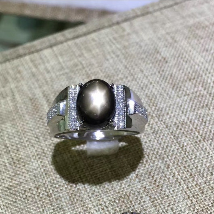 Natural Black Star Sapphire Ring,925 Sterling Sliver,Engagement Ring,Wedding Ring, luxury Ring, solitaire Ring, Oval Cabochon Ring | Save 33% - Rajasthan Living 8