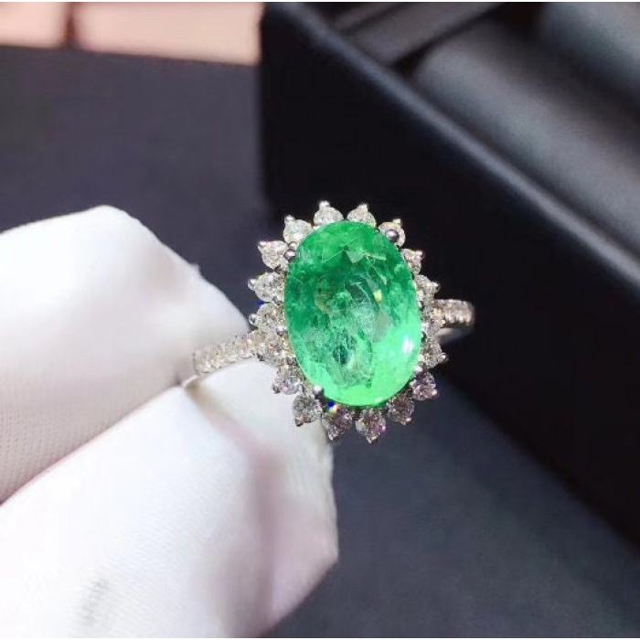 Natural Emerald & Cubic Zirconia Woman Ring, 925 Sterling Silver, Emerald Ring, Statement Ring, Engagement and Wedding Ring | Save 33% - Rajasthan Living 7