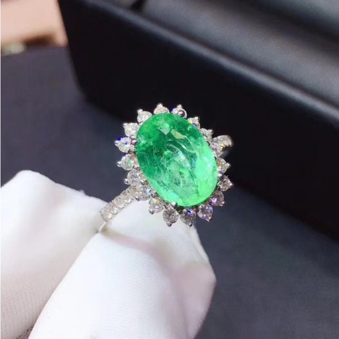 Natural Emerald & Cubic Zirconia Woman Ring, 925 Sterling Silver, Emerald Ring, Statement Ring, Engagement and Wedding Ring | Save 33% - Rajasthan Living 9