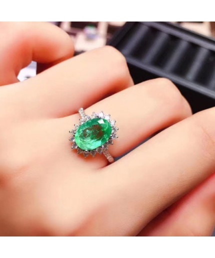 Natural Emerald & Cubic Zirconia Woman Ring, 925 Sterling Silver, Emerald Ring, Statement Ring, Engagement and Wedding Ring | Save 33% - Rajasthan Living 3