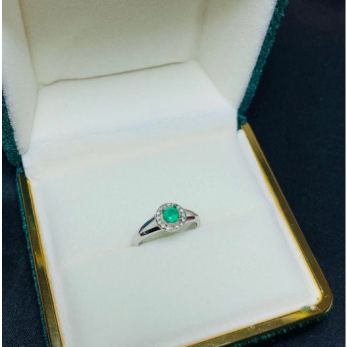 Natural Emerald & Cubic Zirconia Woman Ring, 925 Steeling Silver, Emerald Ring, Statement Ring, Engagement and Wedding Ring | Save 33% - Rajasthan Living 8