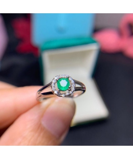 Natural Emerald & Cubic Zirconia Woman Ring, 925 Steeling Silver, Emerald Ring, Statement Ring, Engagement and Wedding Ring | Save 33% - Rajasthan Living