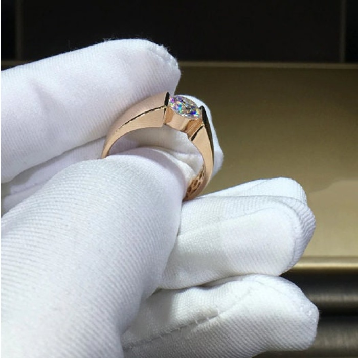 Moissanite Ring, 18k Gold, Moissanite Ring, Engagement Ring, Wedding Ring, Men Ring, Luxury Ring, Ring/Band, Round Cut Ring | Save 33% - Rajasthan Living 9