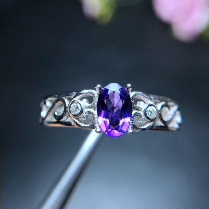 Natural Amethyst Ring, 925 Sterling Silver, Amethyst Engagement Ring, Amethyst Ring, Wedding Ring, Luxury Ring, Ring/Band, Oval Cut Ring | Save 33% - Rajasthan Living 7