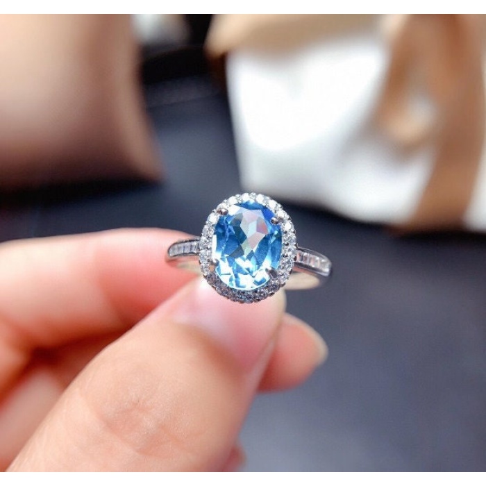 Natural Blue Topaz Ring, 925 Sterling Silver, Topaz Engagement Ring, Topaz Ring, Wedding Ring, Topaz Luxury Ring, Ring/Band, Oval Cut Ring | Save 33% - Rajasthan Living 10