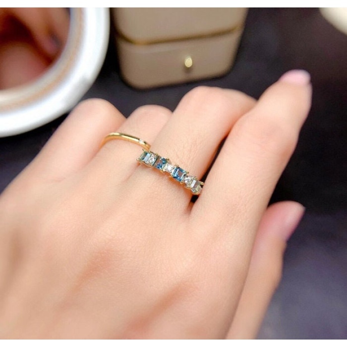 Natural Blue Topaz Ring, 925 Sterling Silver, Topaz Engagement Ring, Topaz Ring, Wedding Ring, Topaz Luxury Ring,Ring/Band, Square Cut Stone | Save 33% - Rajasthan Living 6