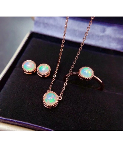 Natural Fire Opal Jewelry Set, Engagement Ring, Opal Jewellery Set,Woman Pendant, Opal Necklace, Luxury Pendent, Round Cut Stone Pendent | Save 33% - Rajasthan Living 3