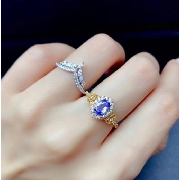 Natural Tanzanite Ring, 925 Sterling Sliver Engagement Ring, Tanzanite Ring, Wedding Ring, luxury Ring, soliture Ring, Oval cut Ring | Save 33% - Rajasthan Living 8