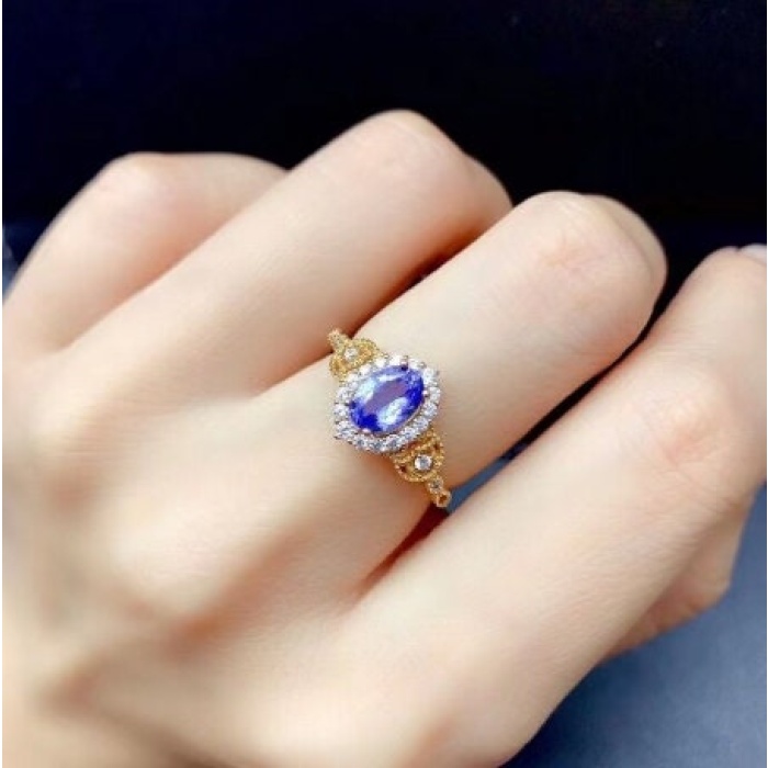 Natural Tanzanite Ring, 925 Sterling Sliver Engagement Ring, Tanzanite Ring, Wedding Ring, luxury Ring, soliture Ring, Oval cut Ring | Save 33% - Rajasthan Living 7